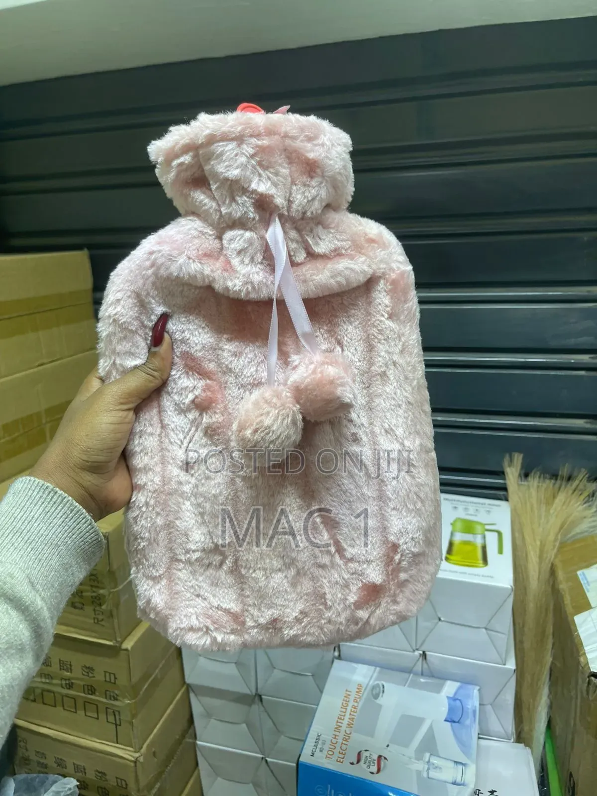 Premium Soft Furry Hot Water Bottle Bag With Pom-Poms