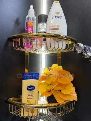 Gold Corner Bathroom Shelf (Double