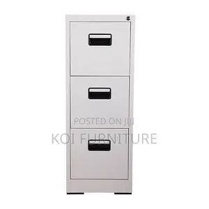 Office Cabinet; Four Lockers Grey- White Documents Cabinet