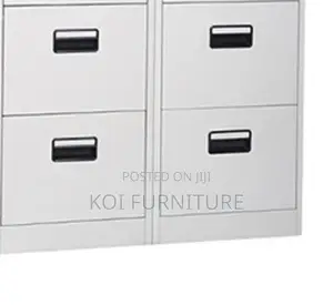 Office Cabinet; Four Lockers Grey- White Documents Cabinet