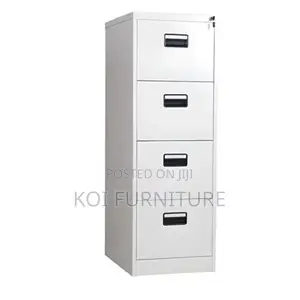 Office Cabinet; Four Lockers Grey- White Documents Cabinet
