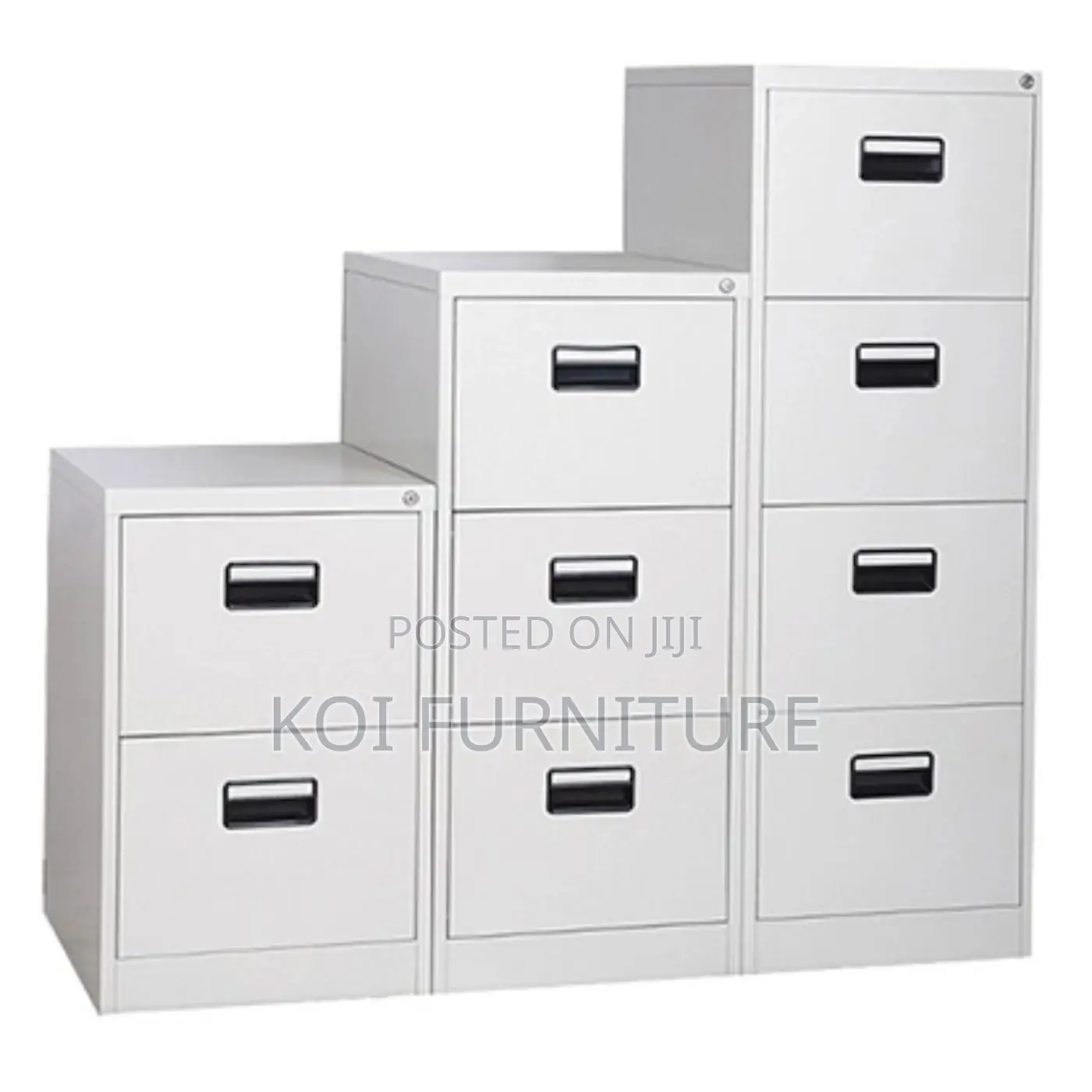 Office Cabinet; Four Lockers Grey- White Documents Cabinet