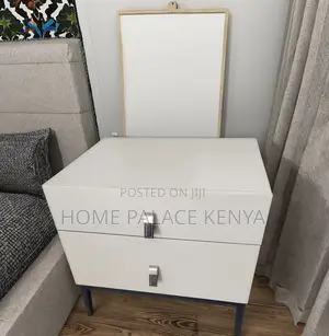 Bedside Table: Nightstand With Double Storage Tier and Leather Handles