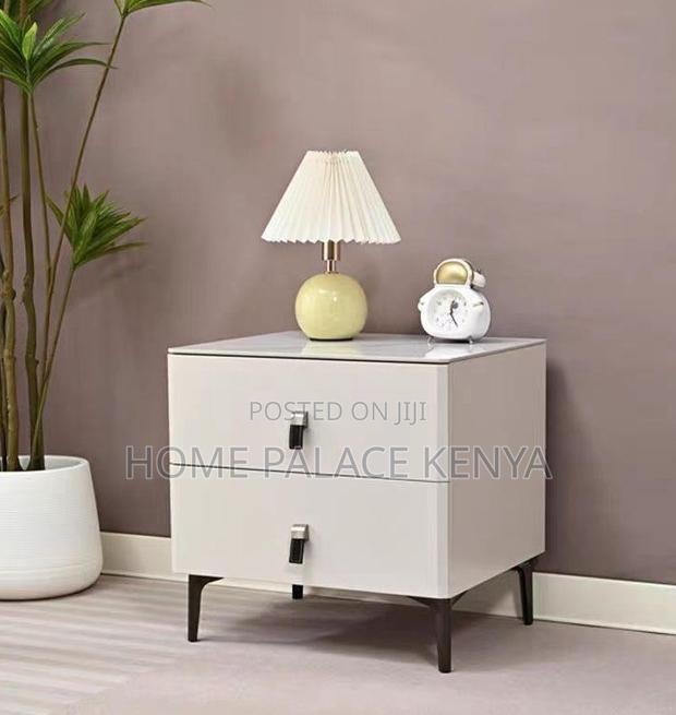 Bedside Table: Nightstand With Double Storage Tier and Leather Handles - thumbnail 5