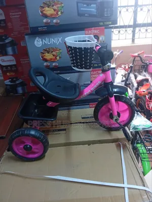 Flexi Kids Tricycle With Front Basket Rear Toy Storage – Pink/Black