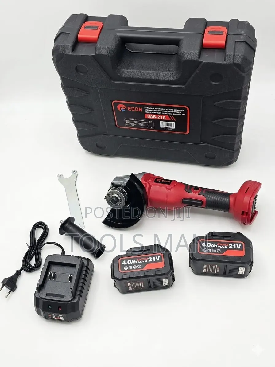 Edon 21v Cordless Angle Grinder - 2 Batteries Case.