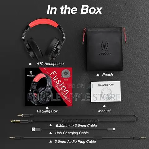 Oneodio A70 Professional Wireless Bluetooth Stereo Headphone Black-Red
