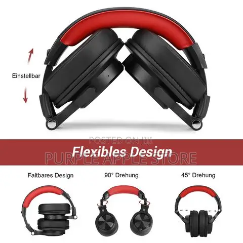 Oneodio A70 Professional Wireless Bluetooth Stereo Headphone Black-Red