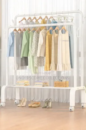 *Double Rail Clothes Rack Stand