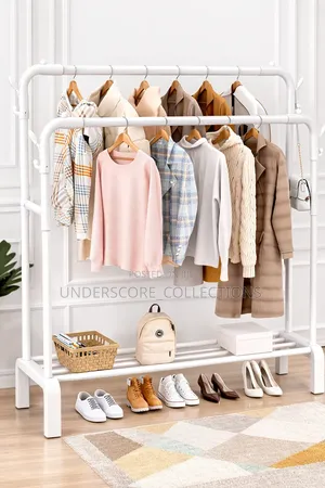 *Double Rail Clothes Rack Stand