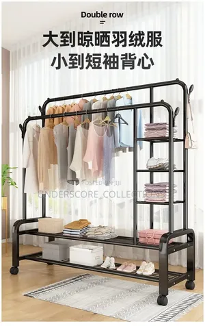 *Multifunctional Clothes Rack With Side Storage Shelves *