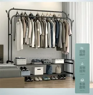 Advanced Double Layer Garment Rack Floor Standing Clothes Hanger