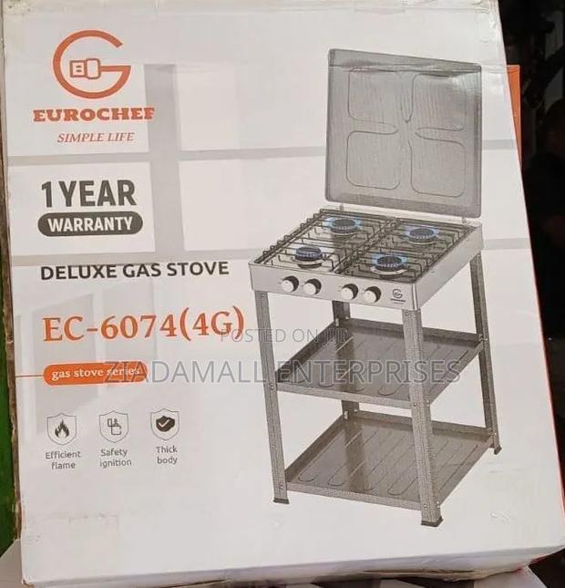 Eurochef 4 Burner Full Gas Cooker With Shelves – Cooking Made Easy