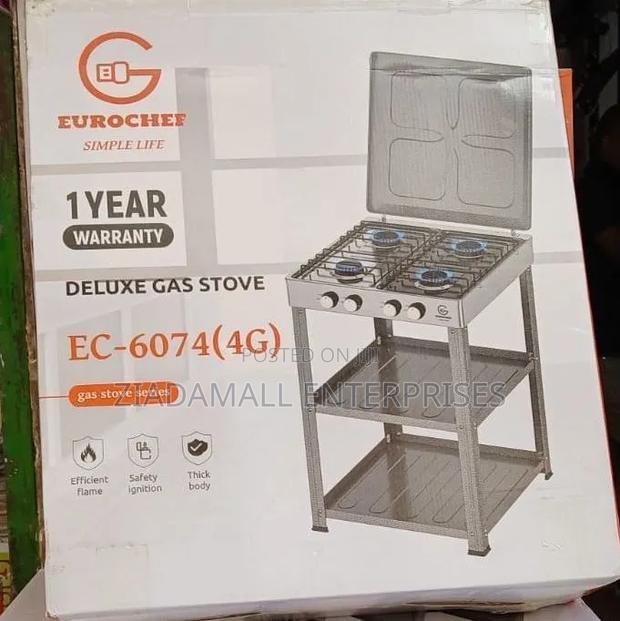 Eurochef 4 Burner Gas Cooker and Storage Shelves,Full Gas