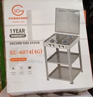 Eurochef Full Gas Standing Cooker 4 Burners, Strong Extra Storaga