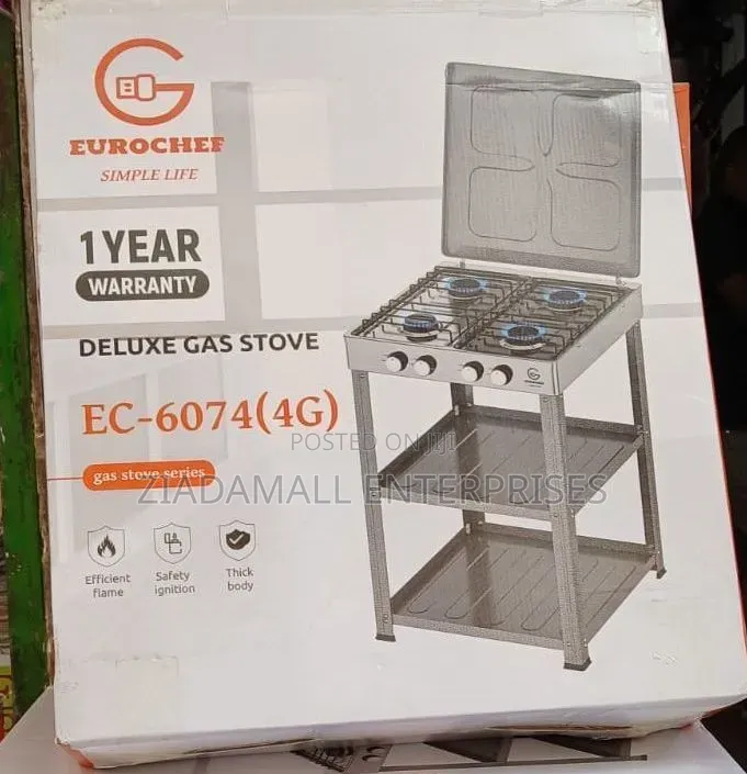 Eurochef Full Gas Standing Cooker 4 Burners, Strong Extra Storaga