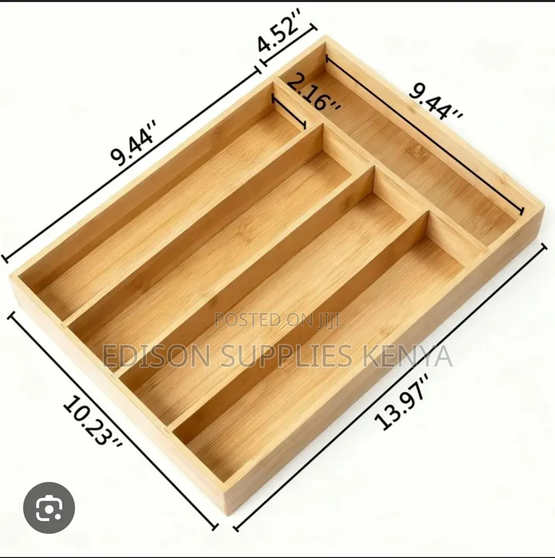 Drawer Organizer for Cutlery Bamboo Cutlery Organizer 5 Slot