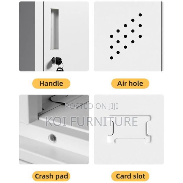 Storage Units; White Narrow 3-Door Steel Storage Wardrobe - thumbnail 2