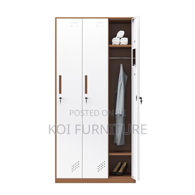 Storage Units; White Narrow 3-Door Steel Storage Wardrobe - thumbnail 5