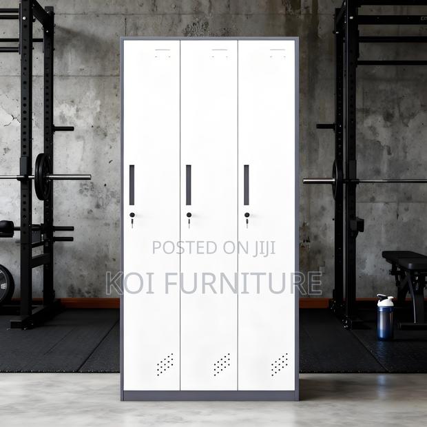 Storage Units; White Narrow 3-Door Steel Storage Wardrobe - thumbnail 7