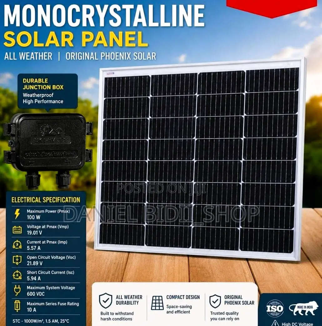 Monocrystalline Solar Panel 100watts All Weather