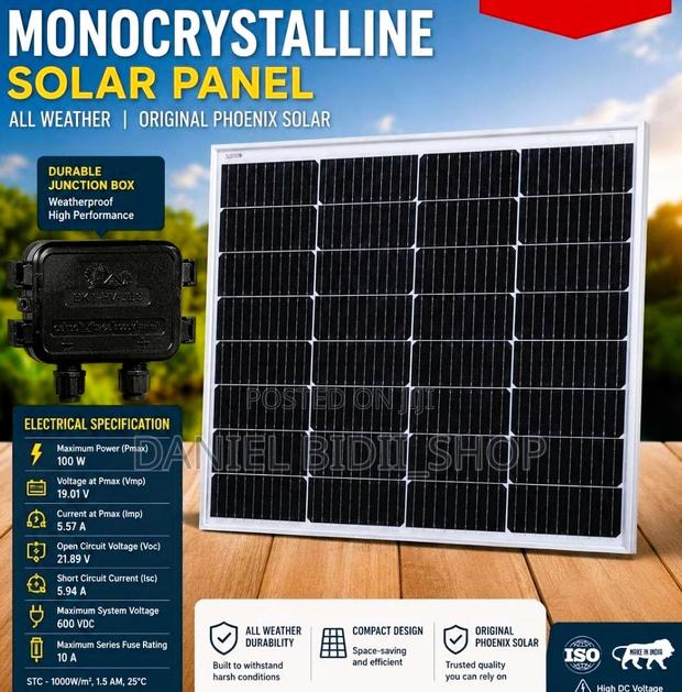 Monocrystalline Solar Panel 100watts All Weather