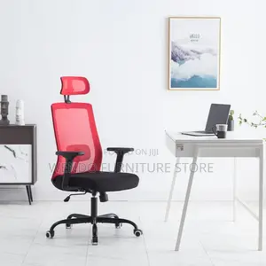 Office Chairs; Ergonomic Mesh Fabric Office Chair With Red Backrest