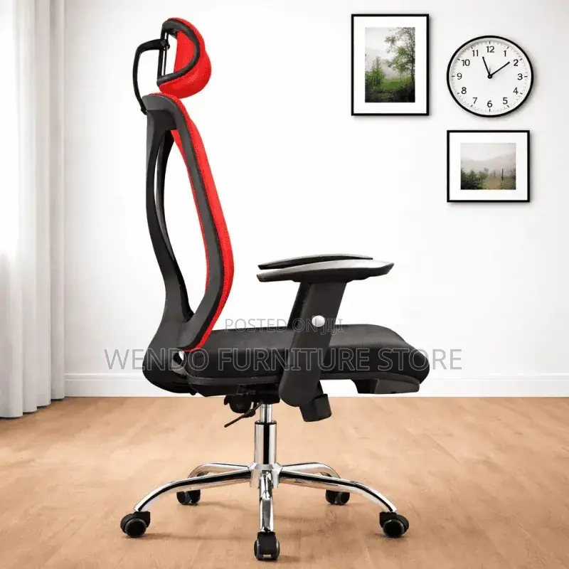 Office Chairs; Ergonomic Mesh Fabric Office Chair With Red Backrest