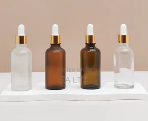 50ml Amber Glass Bottles With Gold White Dropper.