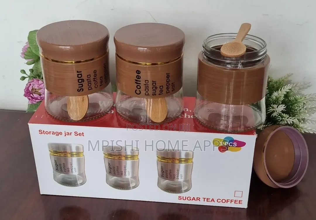 3-Piece Glass Canister Set With Metal Covers