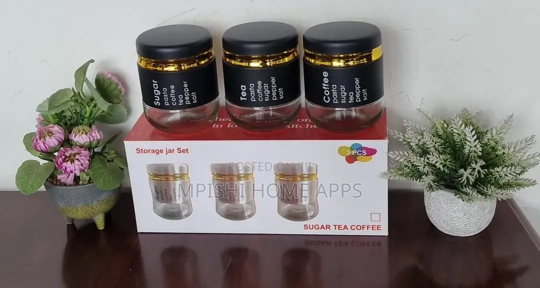 3-Piece Glass Canister Set With Metal Covers