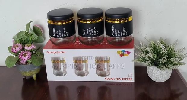 3-Piece Glass Canister Set With Metal Covers - thumbnail 2