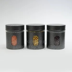 3-Piece Glass Canister Set With Metal Covers