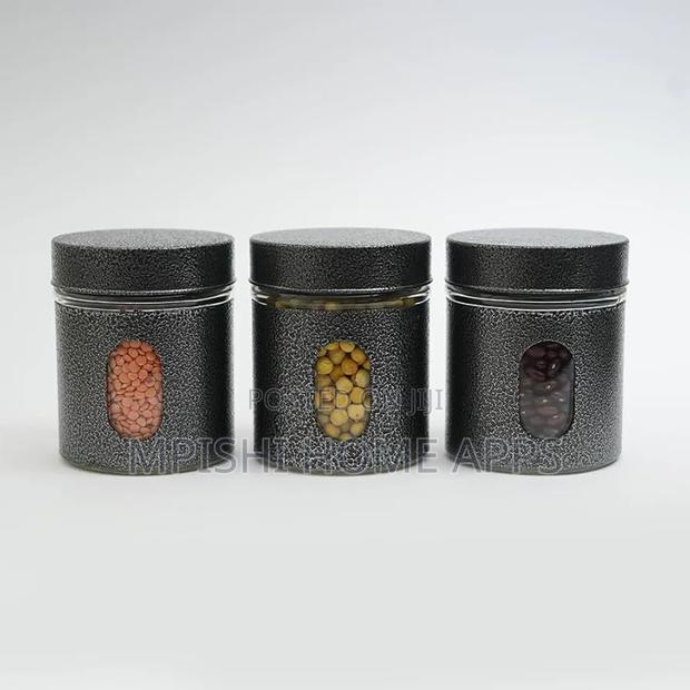 3-Piece Glass Canister Set With Metal Covers - thumbnail 3