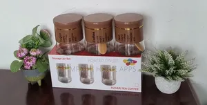 3-Piece Glass Canister Set With Metal Covers