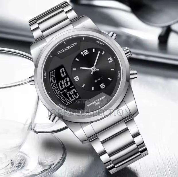 Silver Foxbox Dual Display Gents Watches