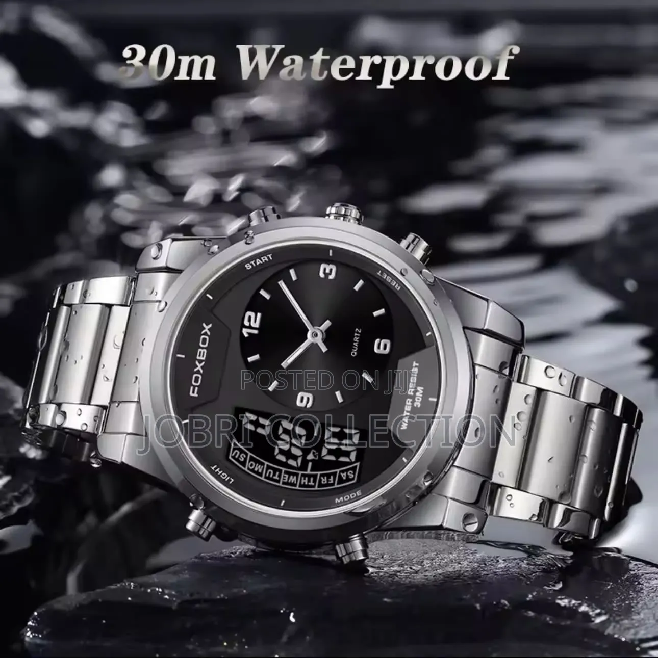 Silver Foxbox Dual Display Gents Watches