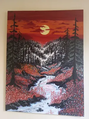 Crimson Sunset Serenity Painting