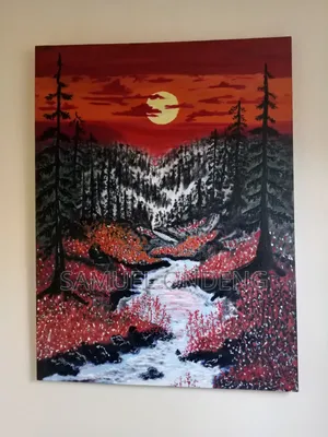 Crimson Sunset Serenity Painting