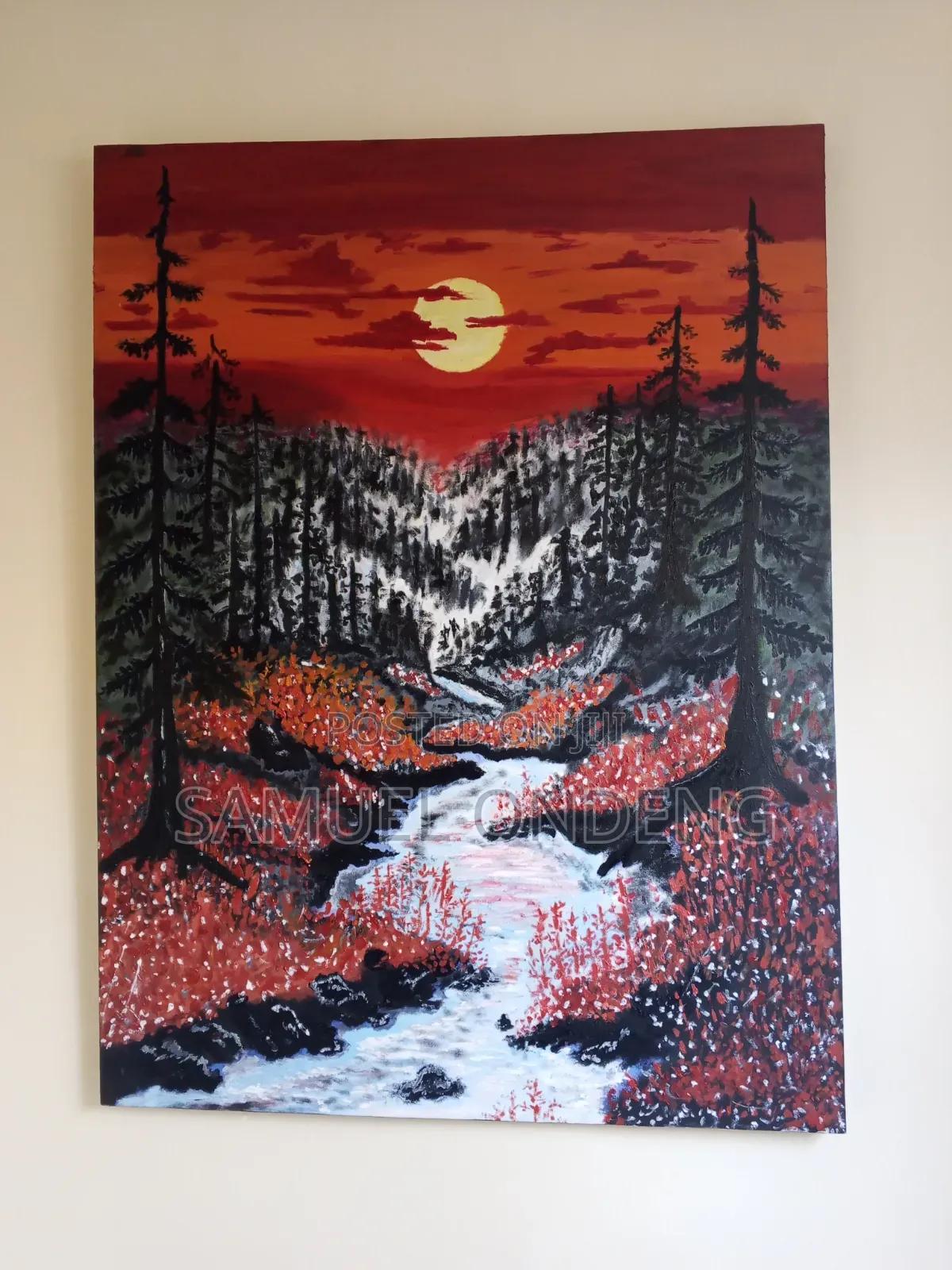 Crimson Sunset Serenity Painting