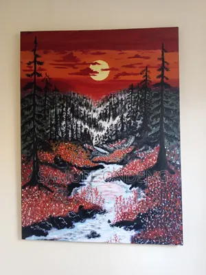Crimson Sunset Serenity Painting