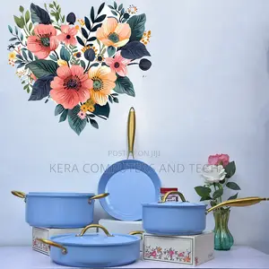 12pcs Ceramic Cookware Set With Gold Coloured Handles