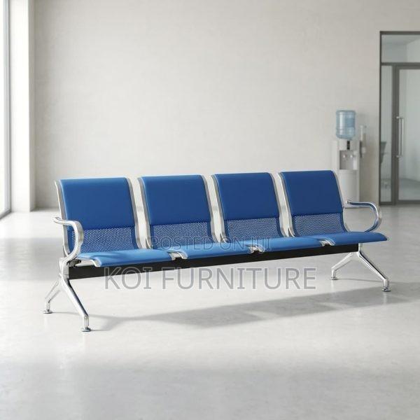 Office Bench : Blue 4 Seater Linked Office Chair - thumbnail 2