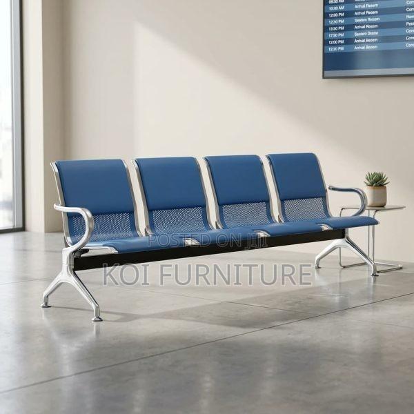 Office Bench : Blue 4 Seater Linked Office Chair - thumbnail 3