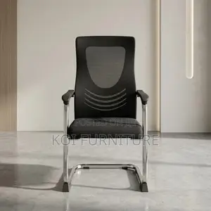 Office Chair : Black Mesh Visitor Chair -Sleek Chrome Cantilever Frame