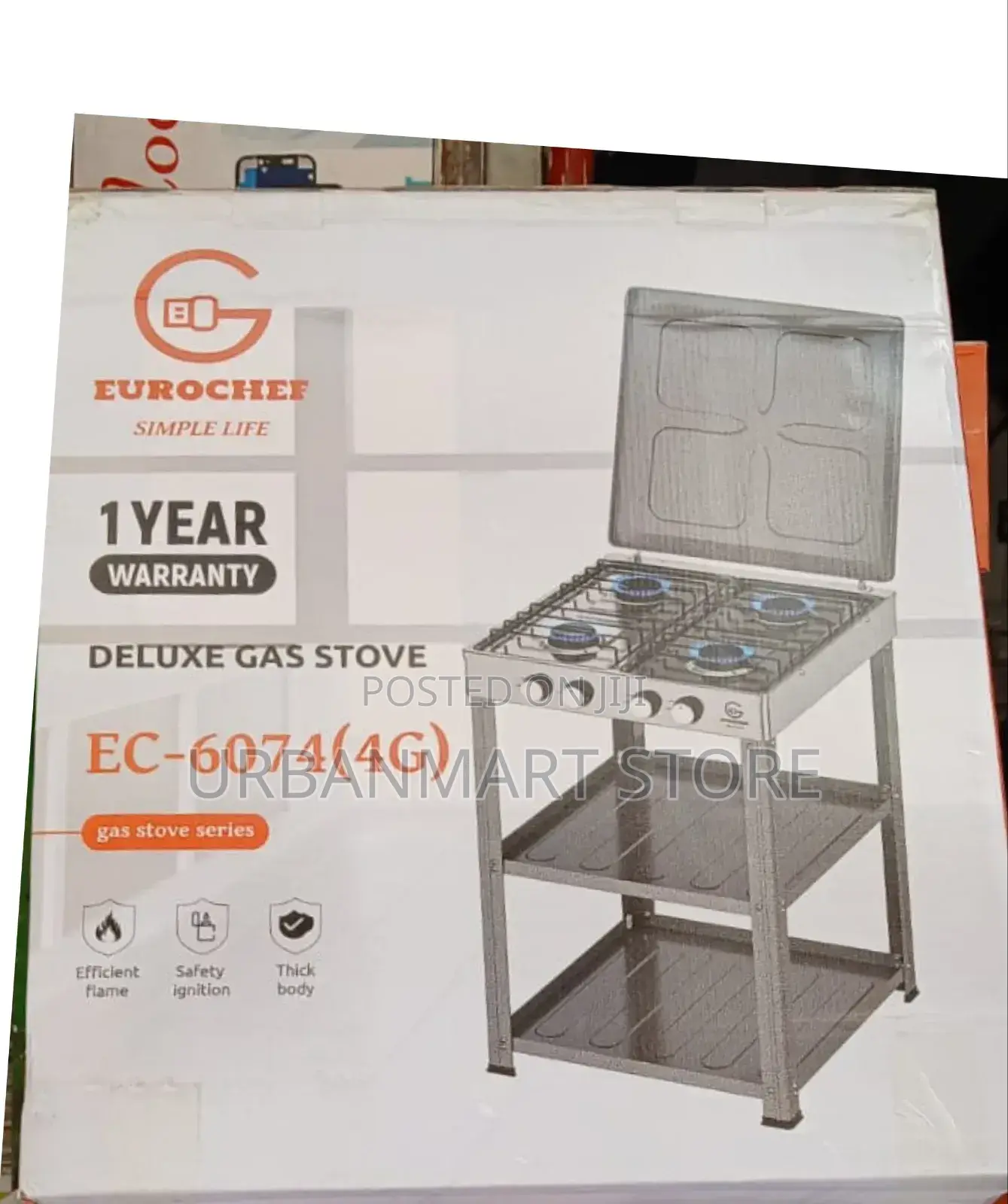 Eurochef Ec-6074 4 Burner Deluxe Gas Cooker With Shelf