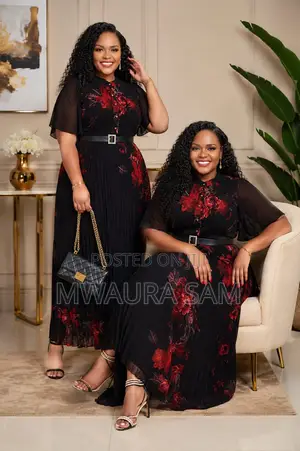 Elegant Floral Pleated Maxi Dress - Church Wedding Guest Gown