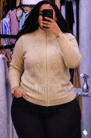 Classy Rhinestone Zipper Sweater - Premium Winter Casual Wear
