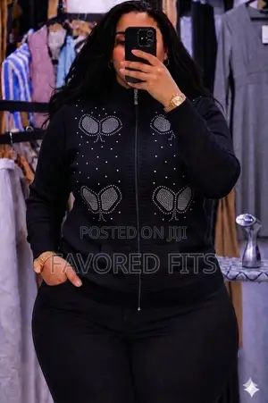Trendy Rhinestone Bomber Sweater - Premium Casual Look