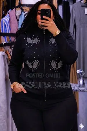 Trendy Rhinestone Bomber Sweater - Premium Casual Look
